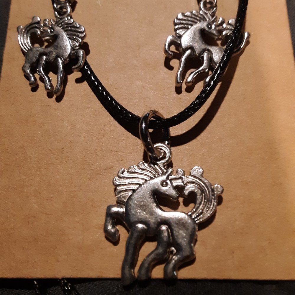 Horse Necklace and Earring Set